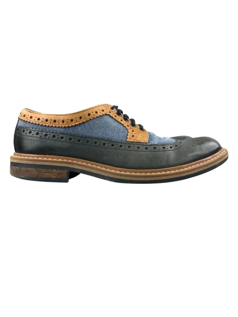 Clarks Men's Size 10.5M Darby Limit Blue Brown Leather Wingtip Brogue Oxfords